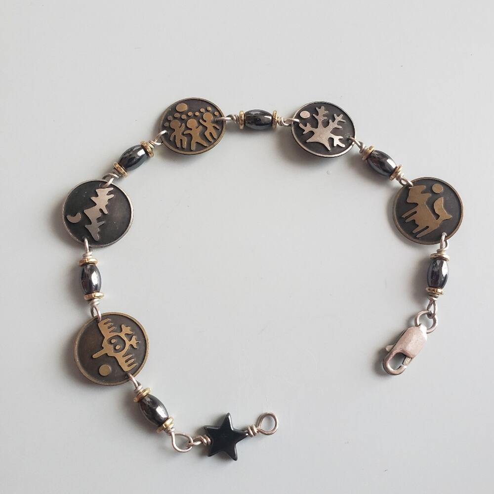 Sterling Silver & Brass Eagle Mountains Star Bracelet Handmade